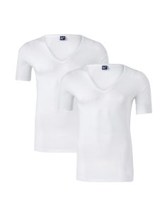 Alan Red Deep V-Shirt Nov 2Pack Wit