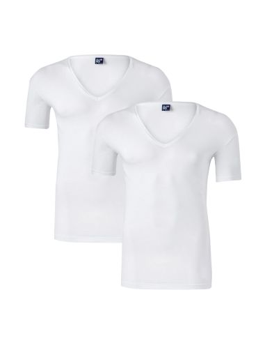 Alan Red Deep V-Shirt Nov 2Pack Wit